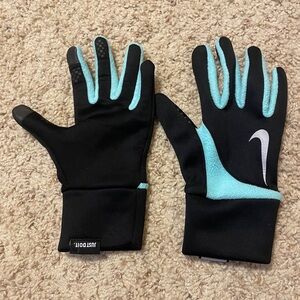 Nike Women's Black and Teal Running Gloves